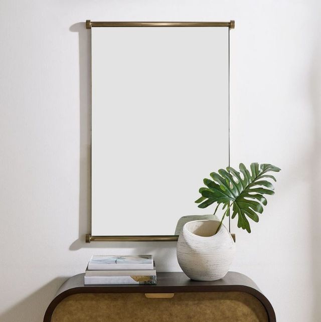 Uttermost® Scroll Antique Brass Rectangular Mirror-1