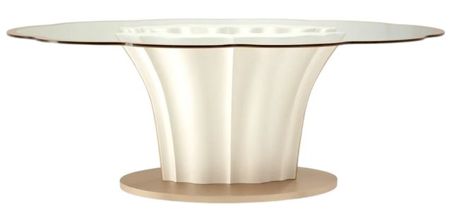 Michael Amini® London Place Clear Table with Creamy Pearl Base-1