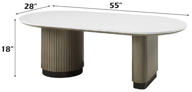 ACME Furniture Clayten White Coffee Table with Light Oak Base-2