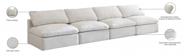 Meridian Furniture Plush 4-Piece Cream 	140" Modular Sectional-3