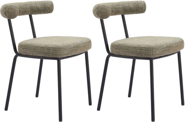 Zuo® Modern Kede 2-Piece Black/Green Tweed Dining Side Chair Set-0