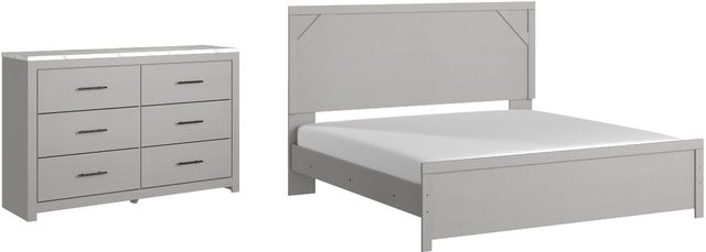 Signature Design by Ashley® Cottenburg 2-Piece Light Gray/White King Panel Bed Set-0
