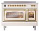 Ilve® Nostalgie II Noblesse 48'' Anique White Pro Style Induction Range with Brass Trim-1