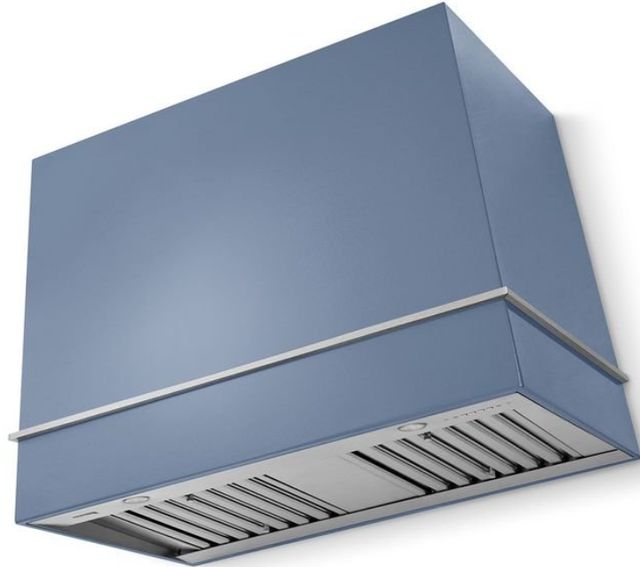 La Cornue CornuFé Loge 44" Provence Blue Wall Mounted Range Hood with Satin Chrome Trim-0