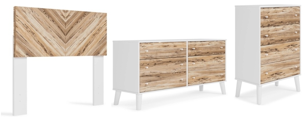 Signature Design by Ashley® Piperton 3-Piece Two-tone Brown/White Twin Panel Headboard Bed Set