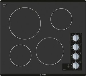 Bosch® 500 Series 24" Black Electric Cooktop Front view of the Bosch® 500 Series 24" Black Electric Cooktop