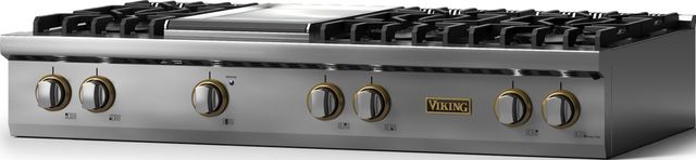 Viking 5 Series 48” Stainless Steel 6-Burner Liquid Propane Rangetop with Brushed Brass Trim-1