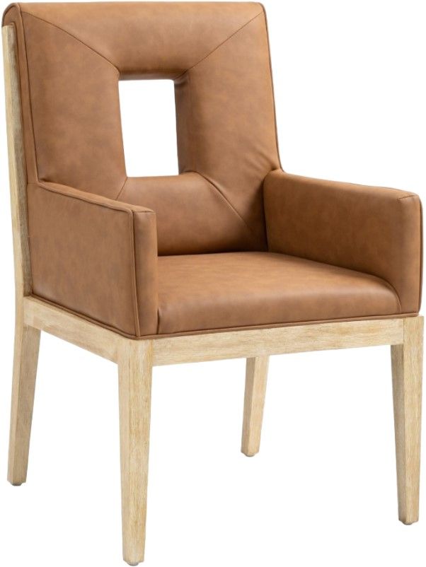Meridian Furniture Gwendolyn Cognac/Natural Vegan Leather Dining Chair-0