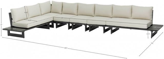 Meridian Furniture Maldives 6-Piece Cream/Dark Gray Aluminum/Fabric Outdoor Modular Sectional-4