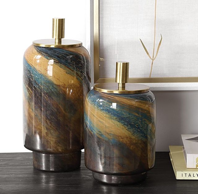 Uttermost® Celestial Tide 2-Piece Bronze Containers Set-1