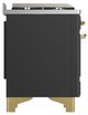 Ilve® Majestic III 60" Graphite Matte Pro Style Dual Fuel Liquid Propane Range with Solid Door and Brass Trim-3