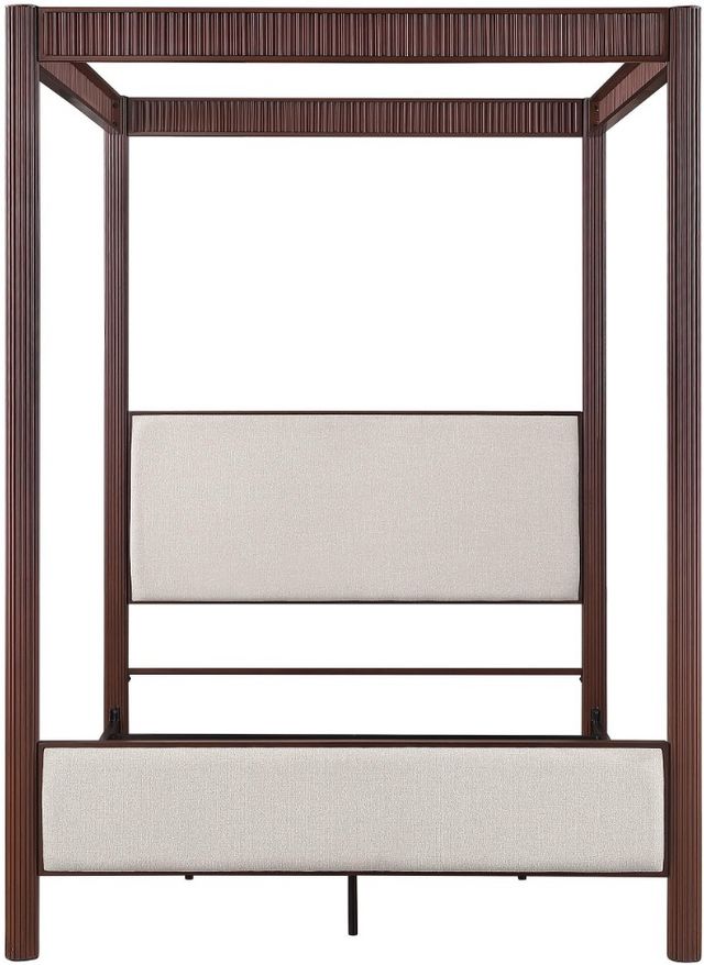 Coaster® Zimmerlee Beige/Rust Brown Queen Upholstered Canopy Bed-1