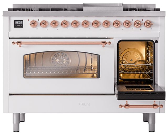 Ilve® Nostalgie II Series 48" White Pro Style Dual Fuel Range-3