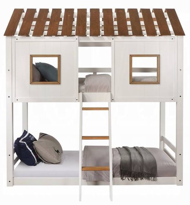 ACME Furniture Inara Rustic Oak/White Twin Over Twin Bunk Bed-1