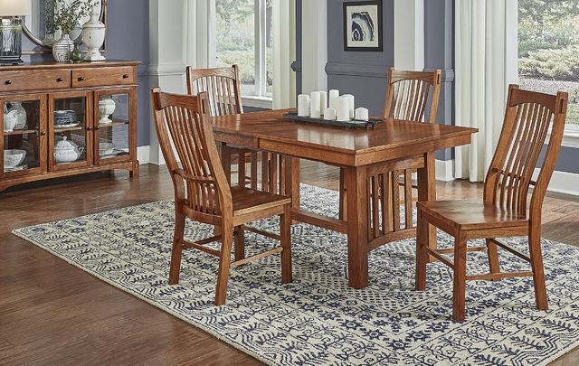 A-America® Laurelhurst Mission Oak Trestle Dining Table-2