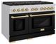 ZLINE Autograph Edition Paramount 48" Stainless Steel Pro Style Gas Range with Black Matte Door and Polished Gold Accents-1