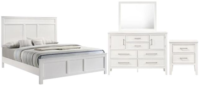 New Classic® Home Furnishings Andover 4-Piece White Queen Panel Bedroom Set-0