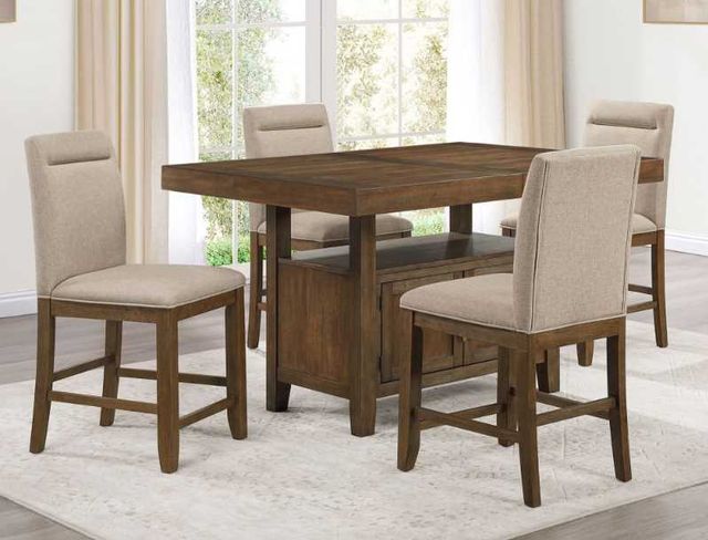 Steve Silver Co. Garland 5-Piece Distressed Toffee/Gray Counter Height Dining Table Set-1