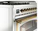 Ilve® Nostalgie II Noblesse 48'' Stainless Steel Pro Style Dual Fuel Range with Brass Trim-4