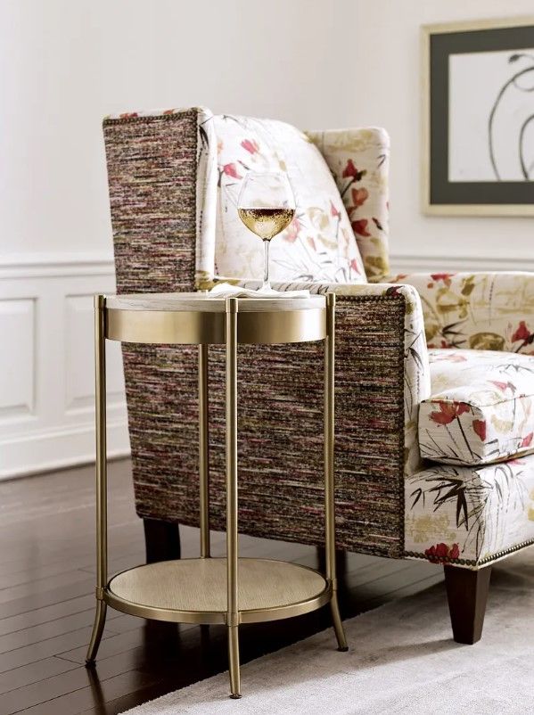 Hammary® Lenox Alabaster Martini Table with Brassy Champagne Frame-1