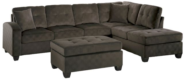 Homelegance® Emilio 3-Piece Brown L-Shape Sectional with Ottoman-0