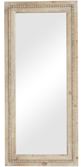 Deco Marche Washed Brown Rectangular Beaded Wall Mirror-0