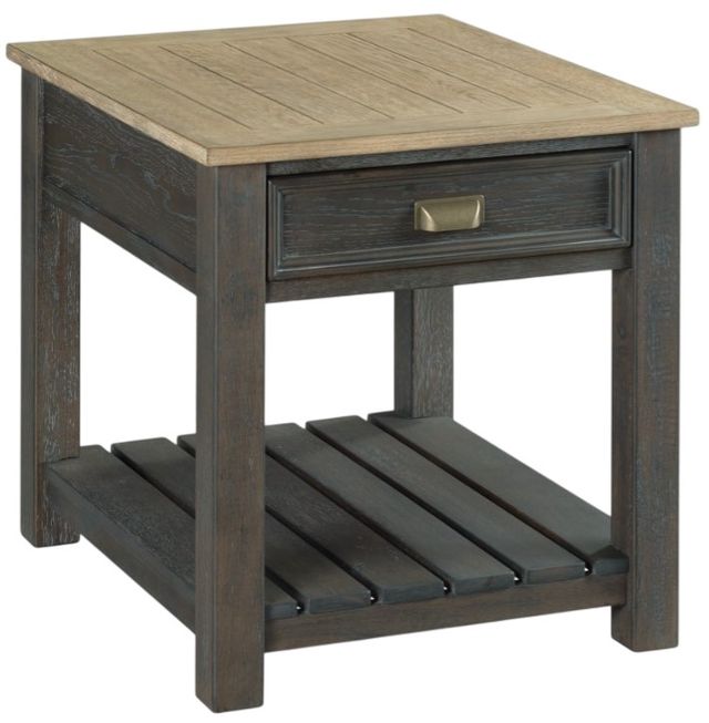 England Furniture Lyle Creek Brown Rectangular End Table with Black Base-0