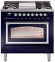 Ilve® Nostalgie II Noblesse 36'' Midnight Blue Pro Style Dual Fuel Range with Chrome Trim-0