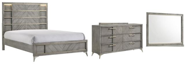 Bernards Aries 3-Piece Gray Queen Panel Bed Set-0