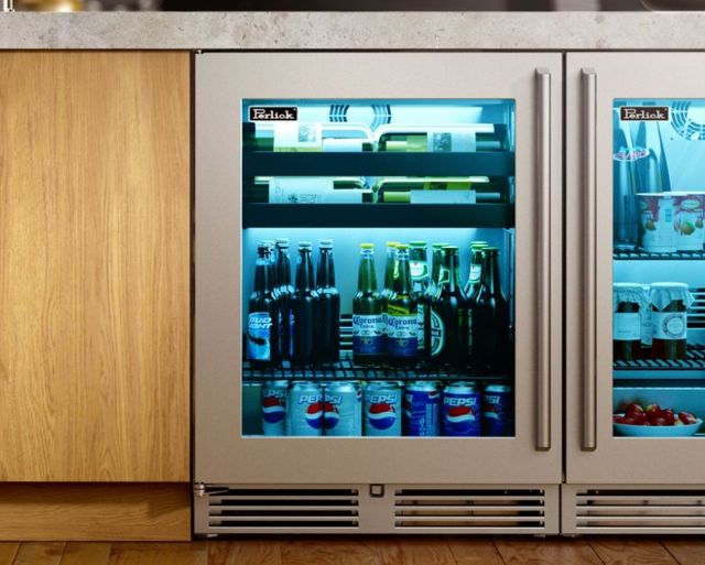 Perlick® Marine & Coastal Series 24" 3.1 Cu. Ft. Stainless Steel Solid Door Built-In Beverage Center-1