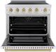 ZLINE Autograph Edition Paramount 36" Satin Stainless Steel Pro Style Induction Range with White Matte Door & Champagne Bronze Accents-1