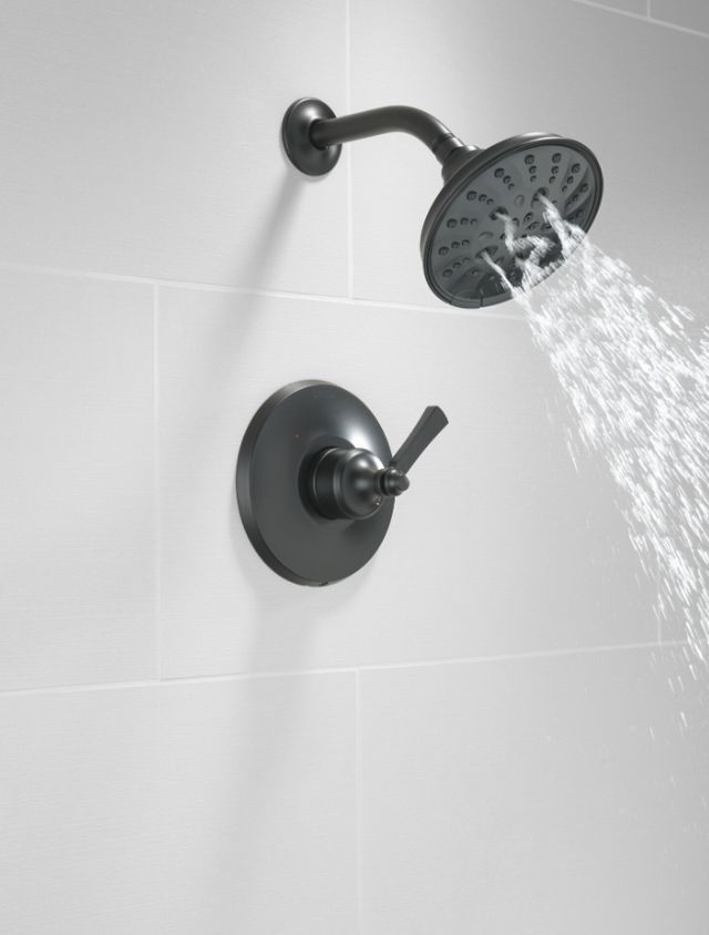 Delta Dorval® Matte Black 14S Volume Floor Mount Tub Filler-1