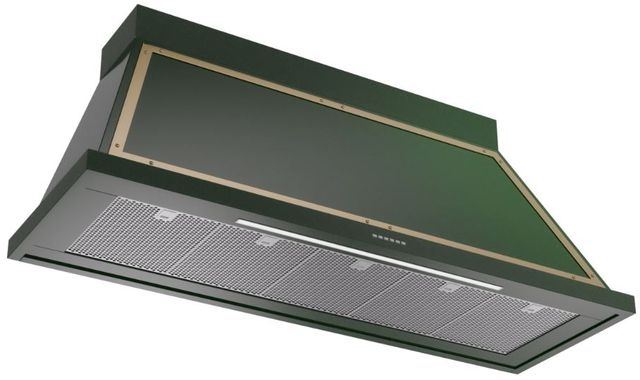 Ilve® Nostalgie II Noblesse 60" Emerald Green Wall Mounted Range Hood with Brass Trim-1
