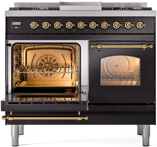 Ilve® Nostalgie II Series 40" Glossy Black Pro Style Dual Fuel Range-2