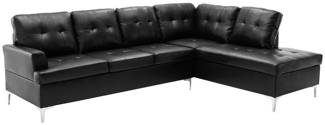 Mazin Furniture Barrington 2-Piece Black Right-Arm Facing Sofa Sectional and Chaise-0