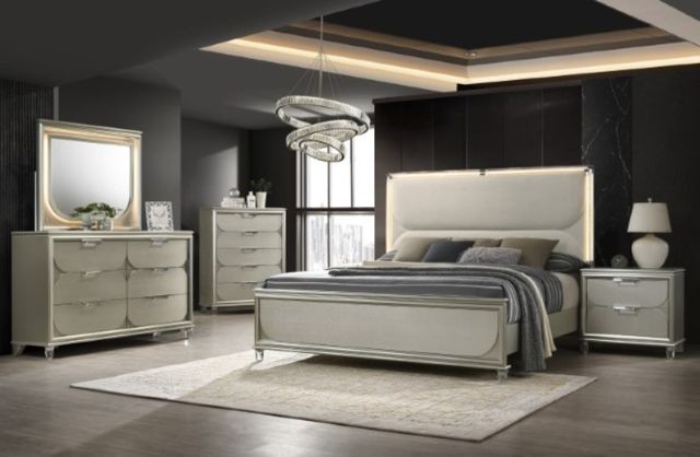 Furniture of America® Sheridan Silver/White Queen Panel Bed-2