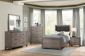Mazin Furniture Woodrow Brownish Gray Twin Bed-2