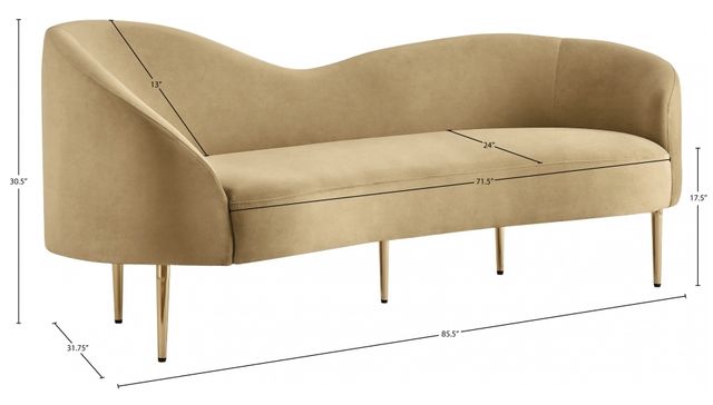 Meridian Furniture Ritz Camel Velvet Sofa-2