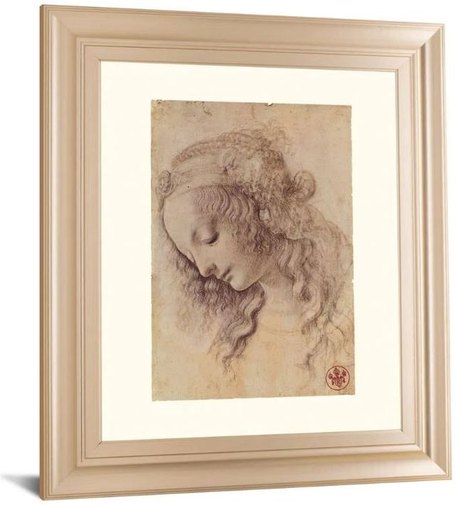 Classy Art Beige Testa Di Donna Di Profilo by Leonardo Da Vinci Wall Art-1