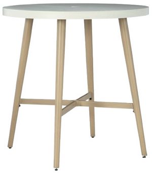 Signature Design by Ashley® Seton Creek White Aluminum/Stone Outdoor Bar Table with Beige Base