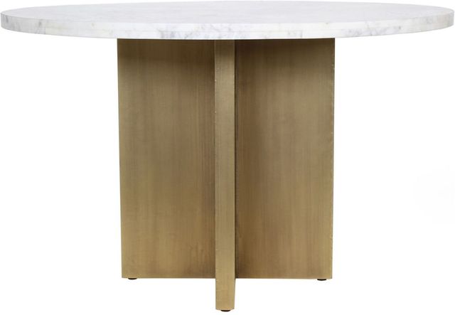 Moe's Home Collection Graze White Dining Table with Brass Base -1