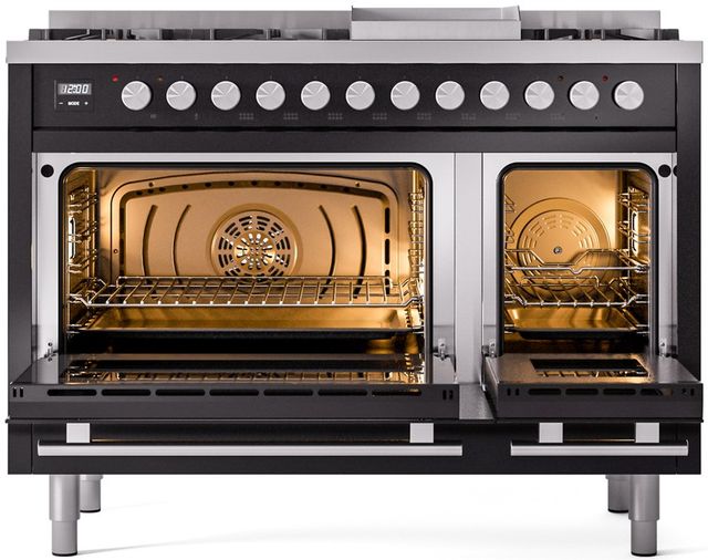 Ilve® Professional Plus II 48" Glossy Black Pro Style Dual Fuel Range-1