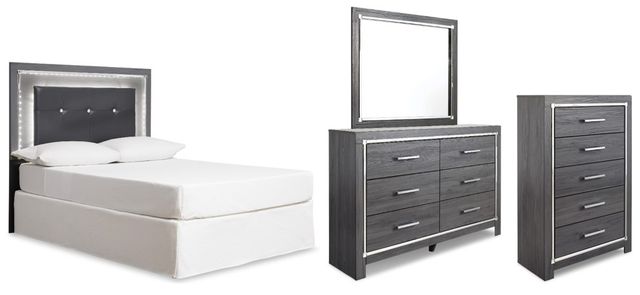 Signature Design by Ashley® Lodanna 4-Piece Gray Queen/Full Upholstered Panel Bed Set-0