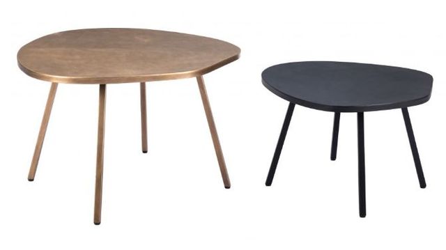 Zuo® Modern Castelo 2-Piece Black/Brass Coffee Table Set-1