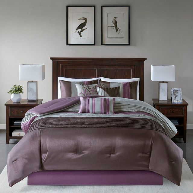 Olliix by Madison Park Amherst 7 Piece Purple King Comforter Set-0