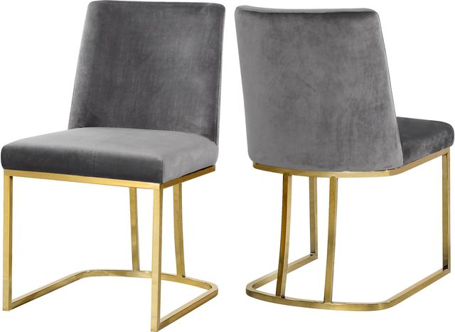 Meridian Furniture Heidi Gray/Gold Velvet Dining Chair-3