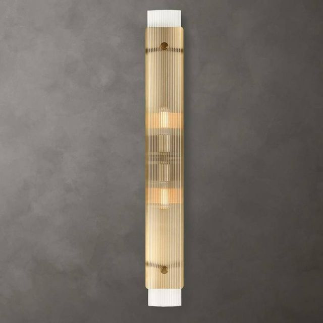Uttermost® Elmhurst Glass 2-Light Sconce with Warm Brass Accent-1