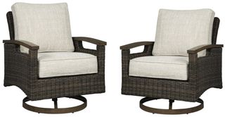 Signature Design by Ashley® Paradise Trail 2-Piece Medium Brown Aluminum/Resin Wicker Outdoor Swivel Lounge Chair