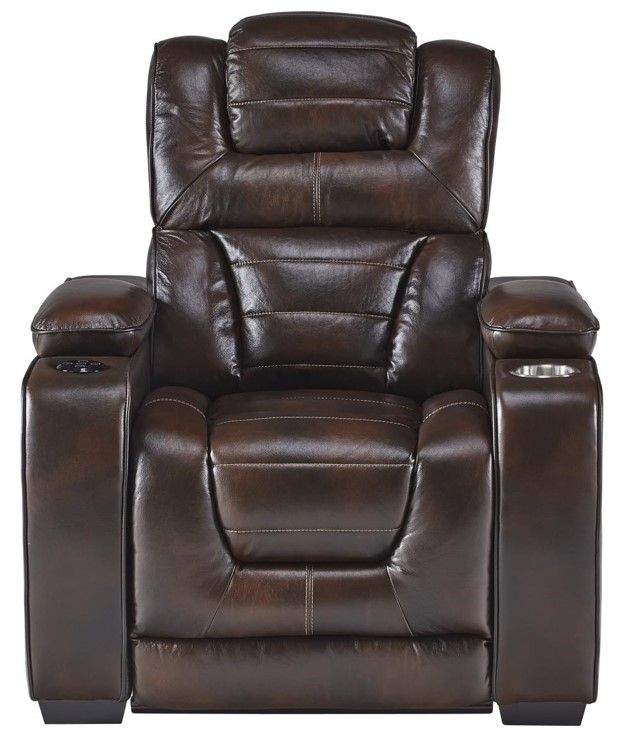 Corinthian Furniture Luke Brown Power Recliner with Power Headrest-0