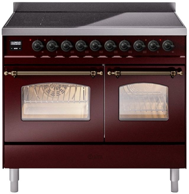Ilve® Nostalgie II Series 40" Burgundy Pro Style Induction Range-0